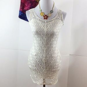 Free People ivory lace bodycon dress S
